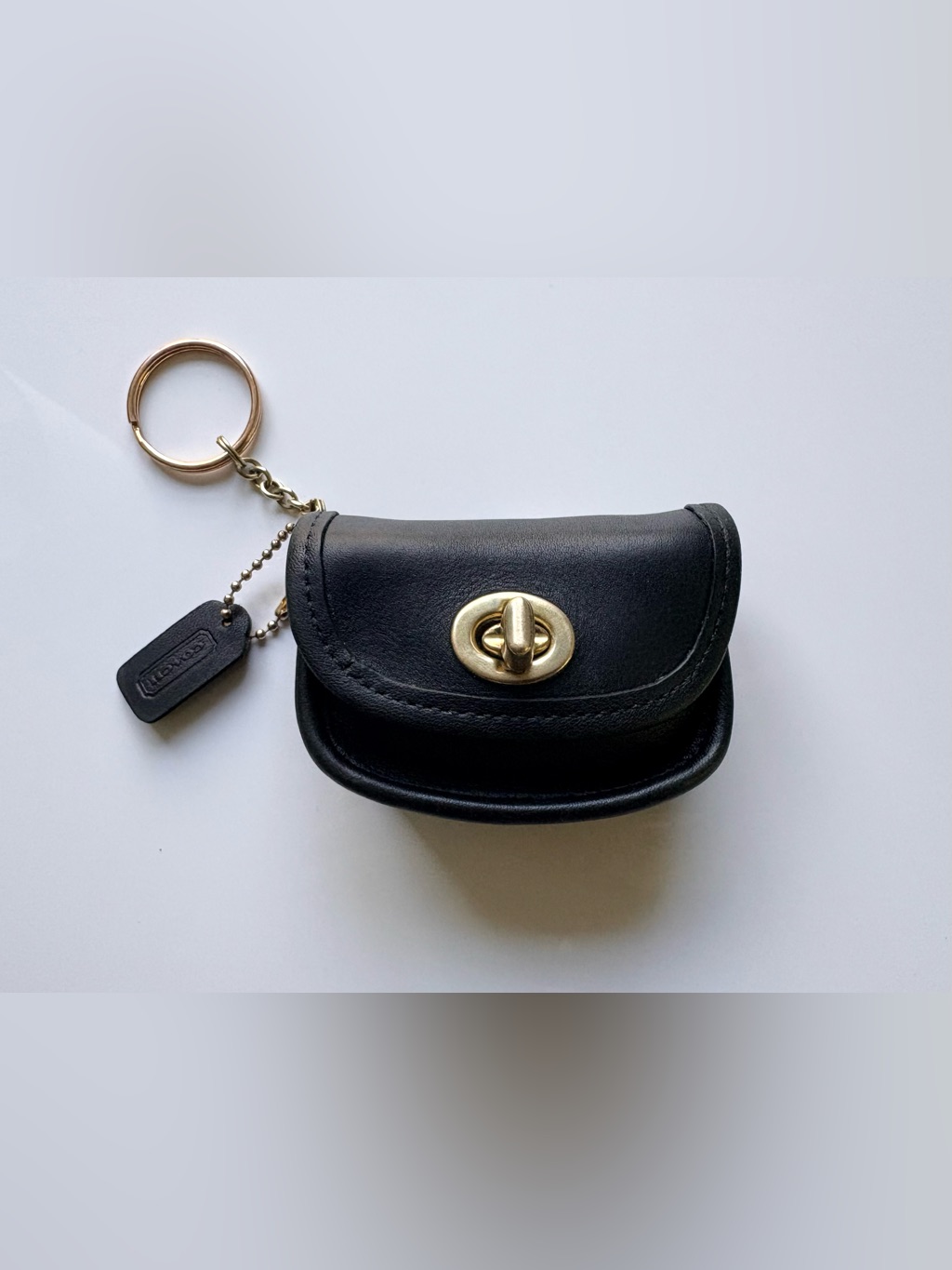 Coach Vintage Mini City Black Bag Charm Keychain Fob Coin Pouch Purse 7105